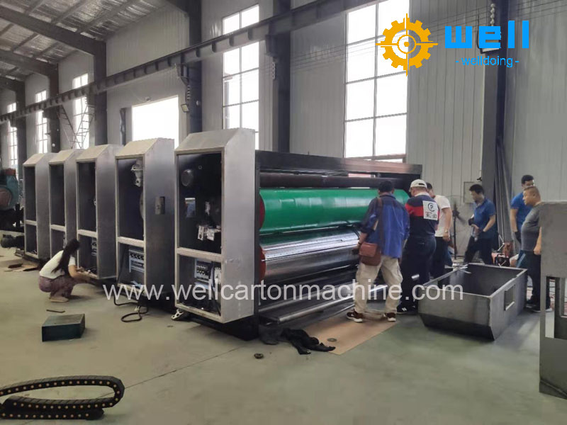 Customer come to factory inspection 4 color printing die cutting machine