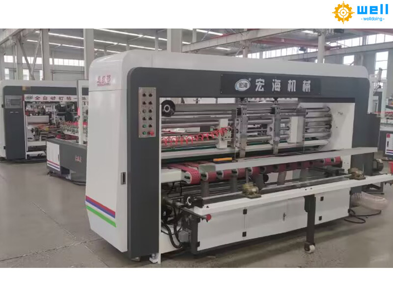 High speed carton folder gluer stitching machine