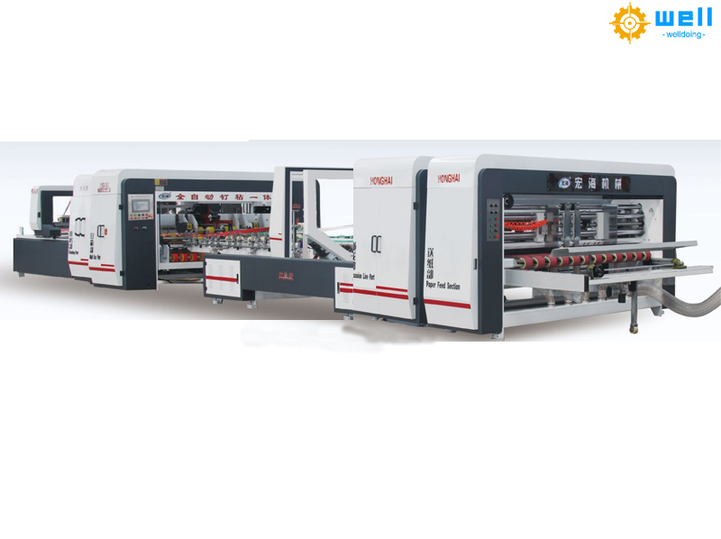 Automatic corrugated folding gluing stitching machine